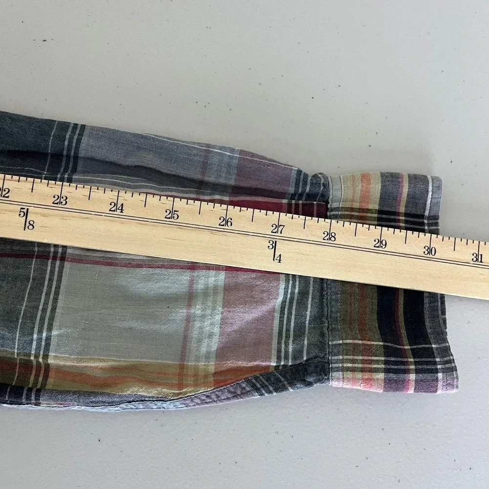 Burberrys Vintage Mens Plaid Button Down Shirt Large Multi Color Made in‎ USA